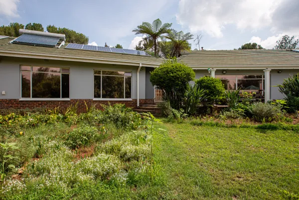 Rear view of guesthouse showing both wings